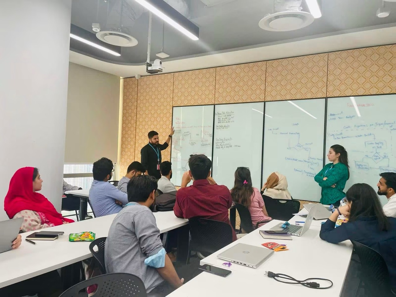 Abid Jamil leading a workshop at a whiteboard